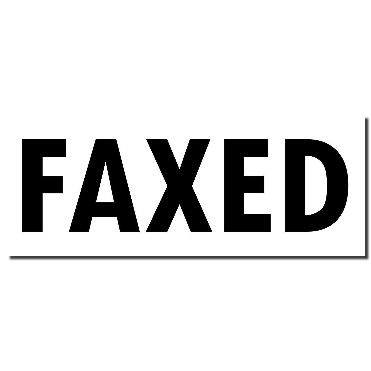 Large Faxed Rubber Stamp imprint in black ink, displaying the word 'FAXED' in bold, uppercase letters with a horizontal line below.