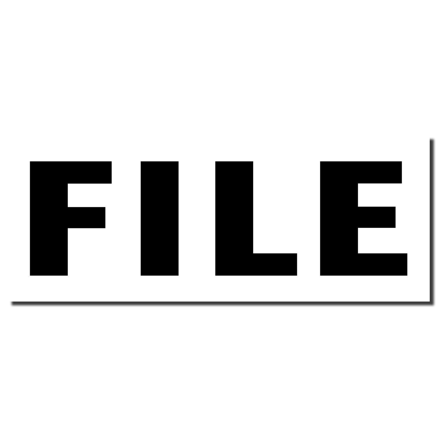 Large File Rubber Stamp imprint in black ink on a white background, displaying the word FILE in bold, uppercase letters.