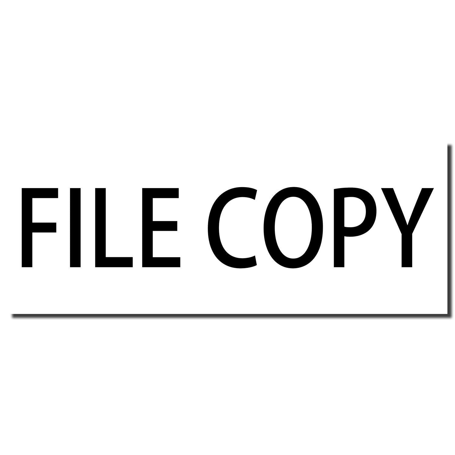 Image of a Large Self Inking File Copy Stamp imprint showing the text FILE COPY in bold black letters on a white background.