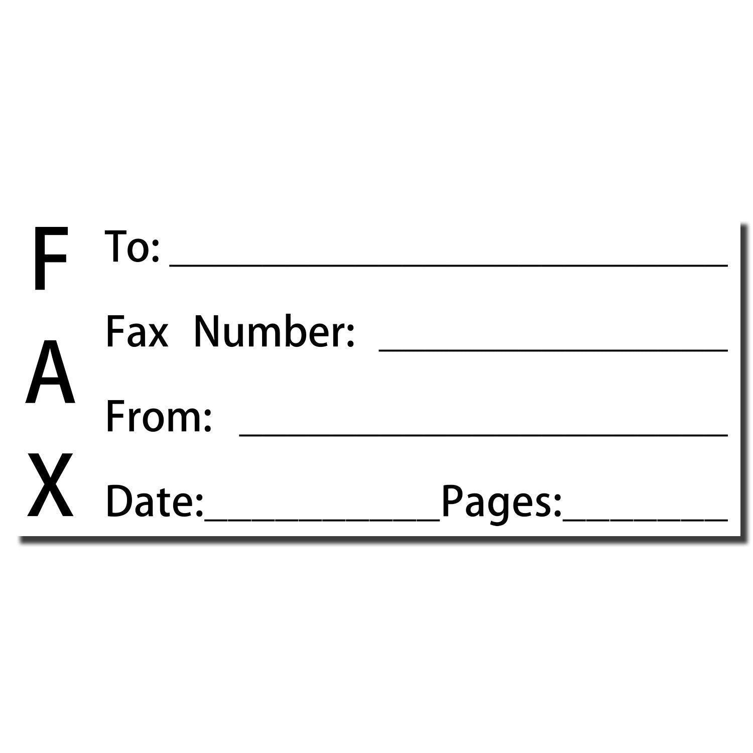 Fax It 1 Rubber Stamp imprint showing fields for To, Fax Number, From, Date, and Pages, with large FAX letters on the left side.