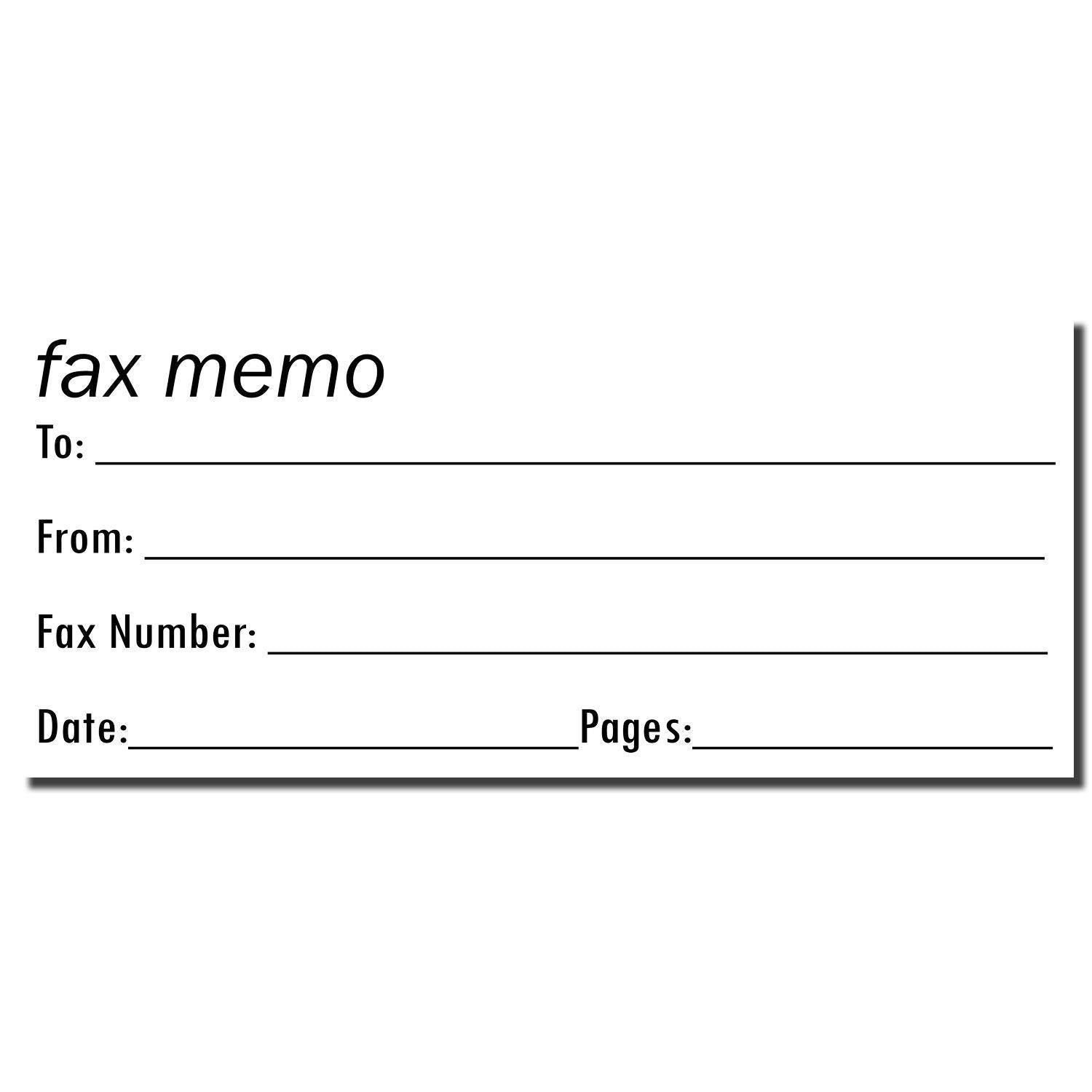 Fax It 2 Rubber Stamp imprint showing a fax memo template with fields for To, From, Fax Number, Date, and Pages on a white background.