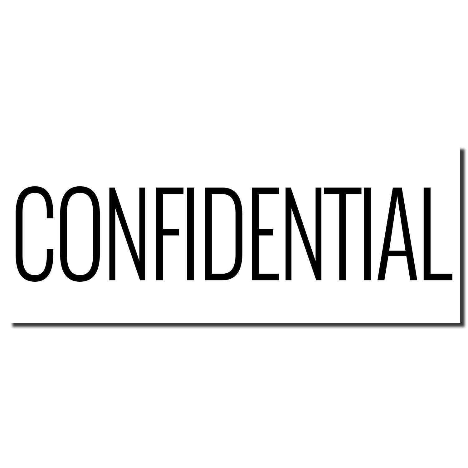 Large Narrow Font Confidential Rubber Stamp imprint in black ink on a white background.