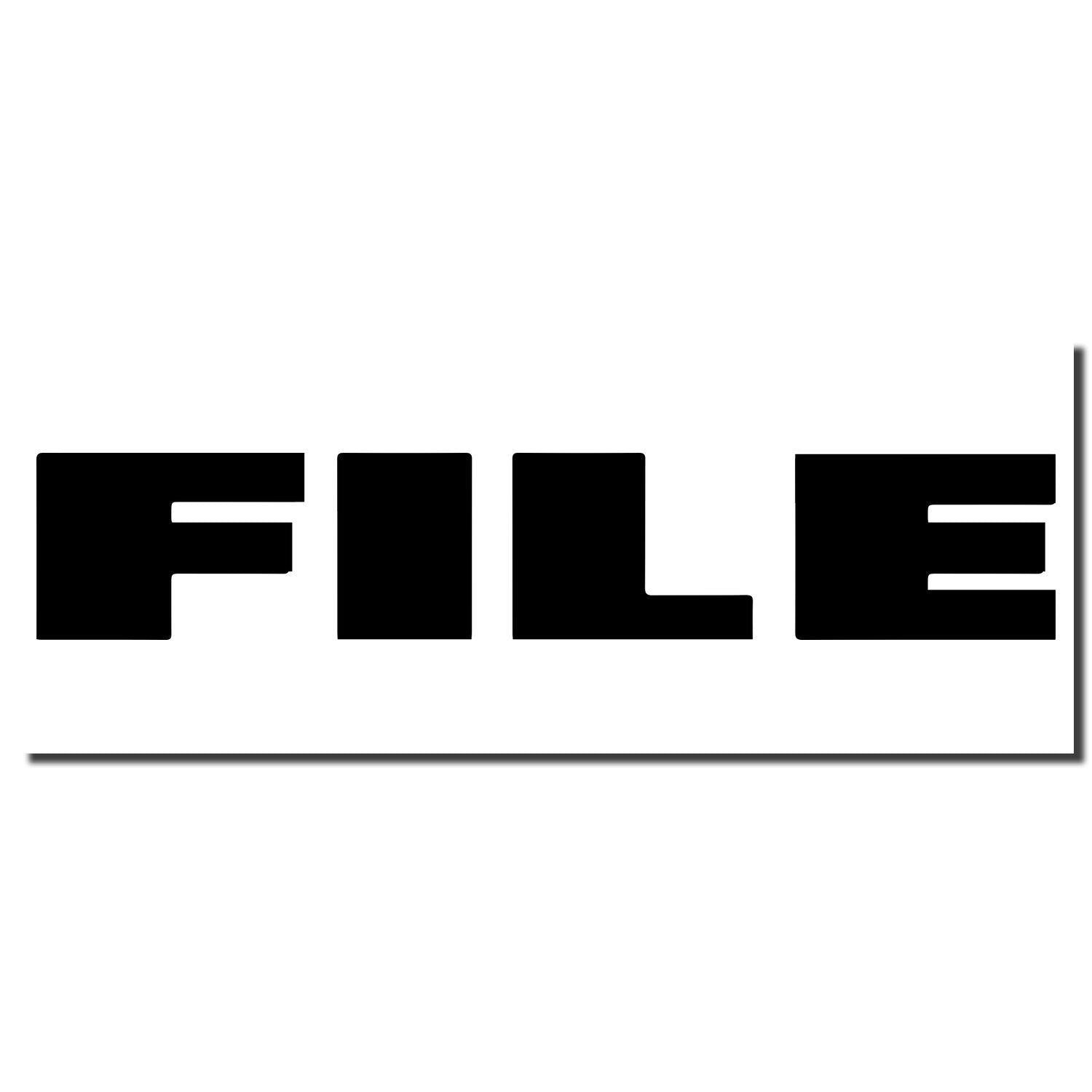 Slim Pre-Inked Bold Font File Stamp imprint showing the word FILE in black, with a horizontal line underneath.