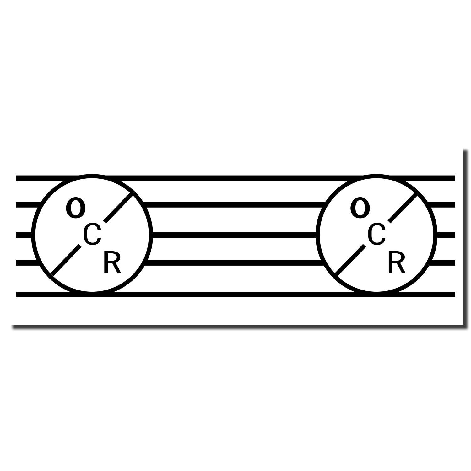 Self Inking OCR Stamp imprint showing two circular OCR marks with horizontal lines in the background.