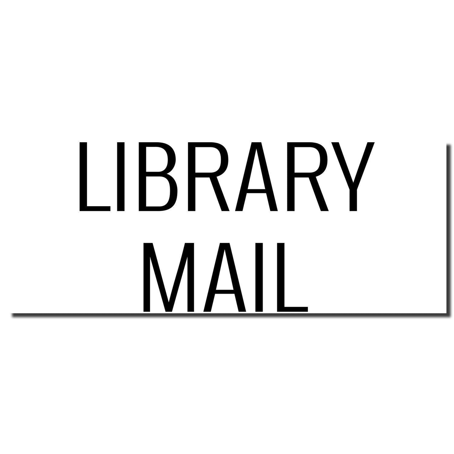 Large Library Mail Rubber Stamp imprint in bold black letters on a white background, with the words 'LIBRARY MAIL' clearly visible.