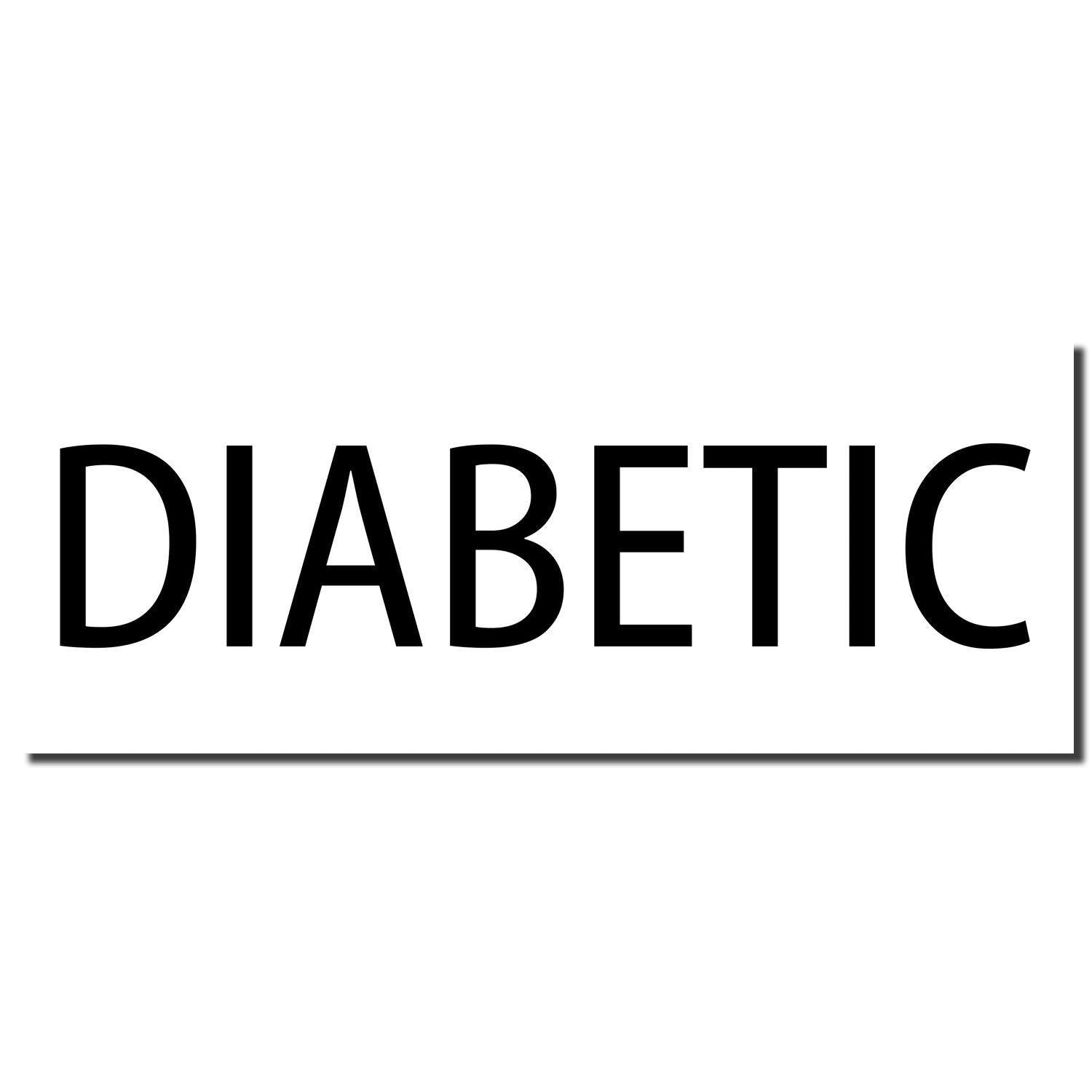 Self Inking Diabetic Stamp imprint showing the word DIABETIC in bold black letters on a white background.