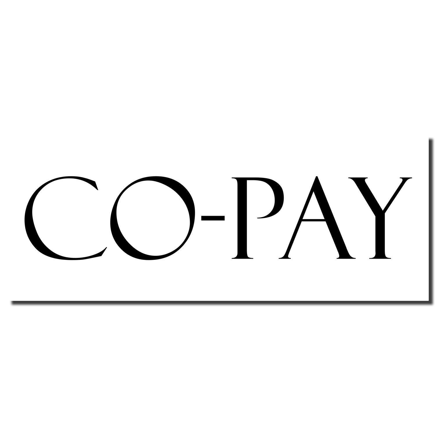 Image of a Slim Pre-Inked Co-Pay Stamp imprint displaying the word 'CO-PAY' in bold, black letters on a white background.