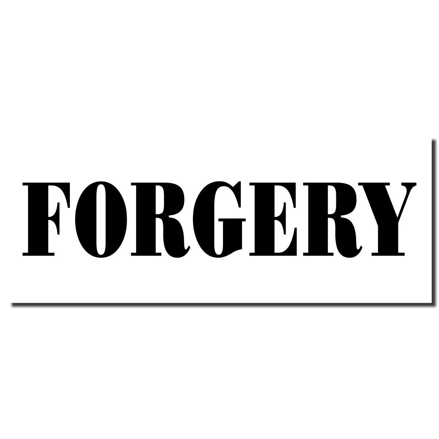 Image of the Slim Pre-Inked Forgery Stamp imprint displaying the word "FORGERY" in bold black letters on a white background.