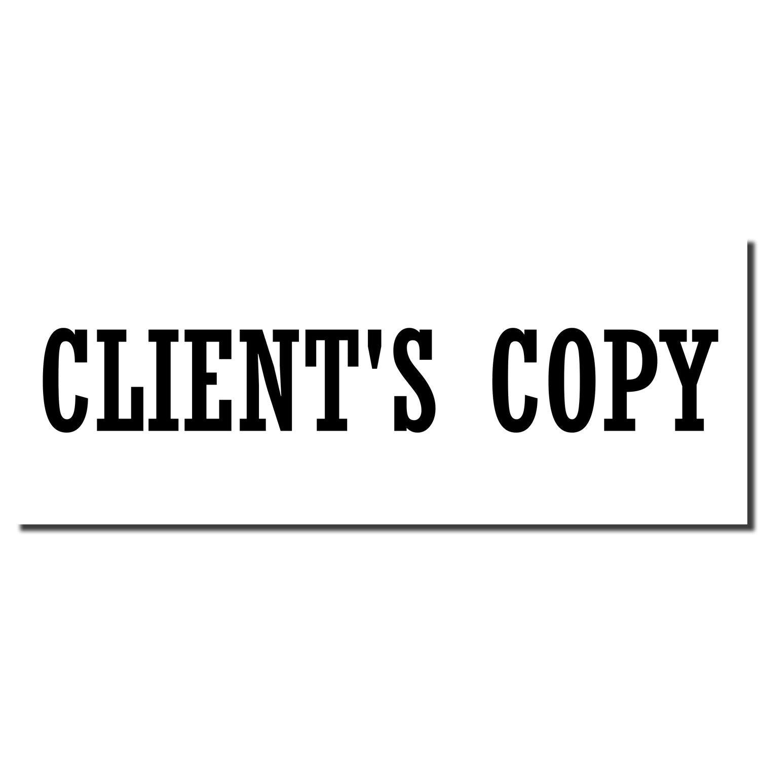 Image of a Self Inking Clients Copy Stamp imprint showing the text 'CLIENT'S COPY' in bold black letters on a white background.