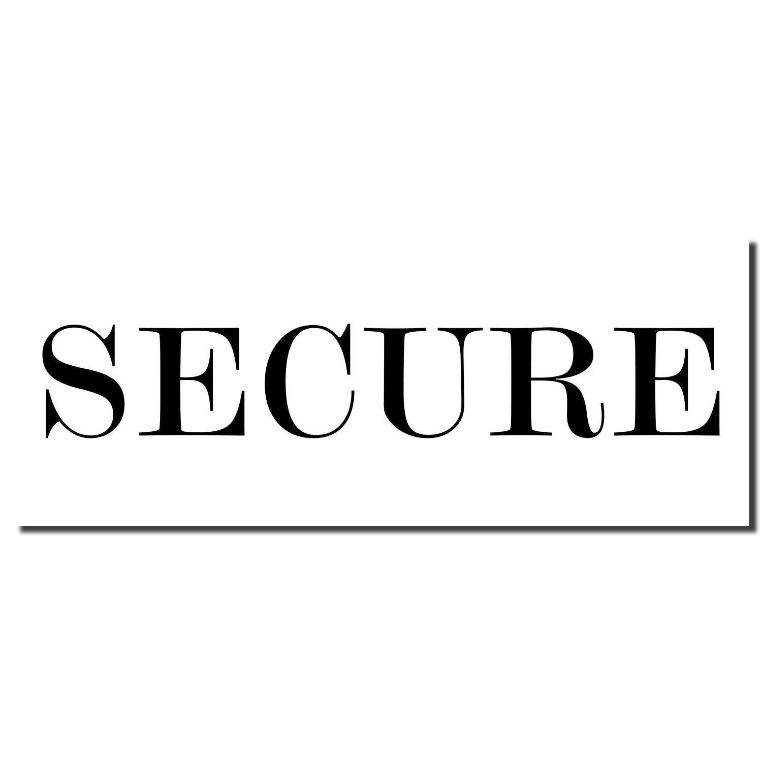 Black imprint of a secure rubber stamp with the word 'SECURE' in bold, capital letters on a white background.