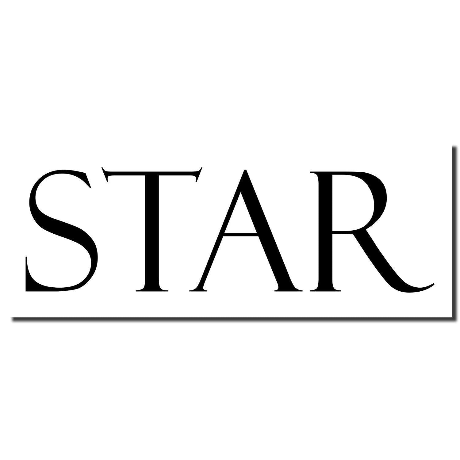 Imprint of the Star Rubber Stamp showing the word 'STAR' in bold, black letters on a white background.