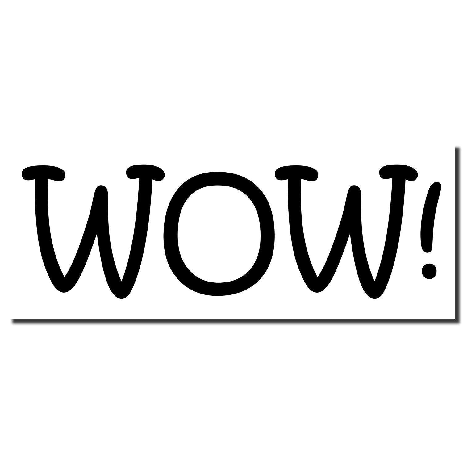 Self Inking WOW Stamp imprint showing the word 'WOW!' in bold, black letters on a white background.