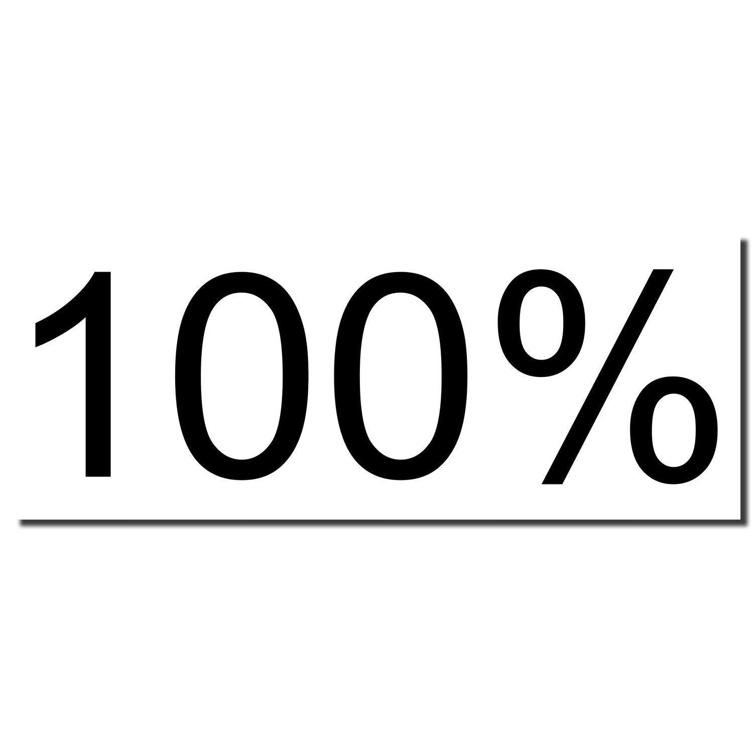 Self Inking 100% Stamp imprint showing bold black "100%" text on a white background with a shadow effect below the text.