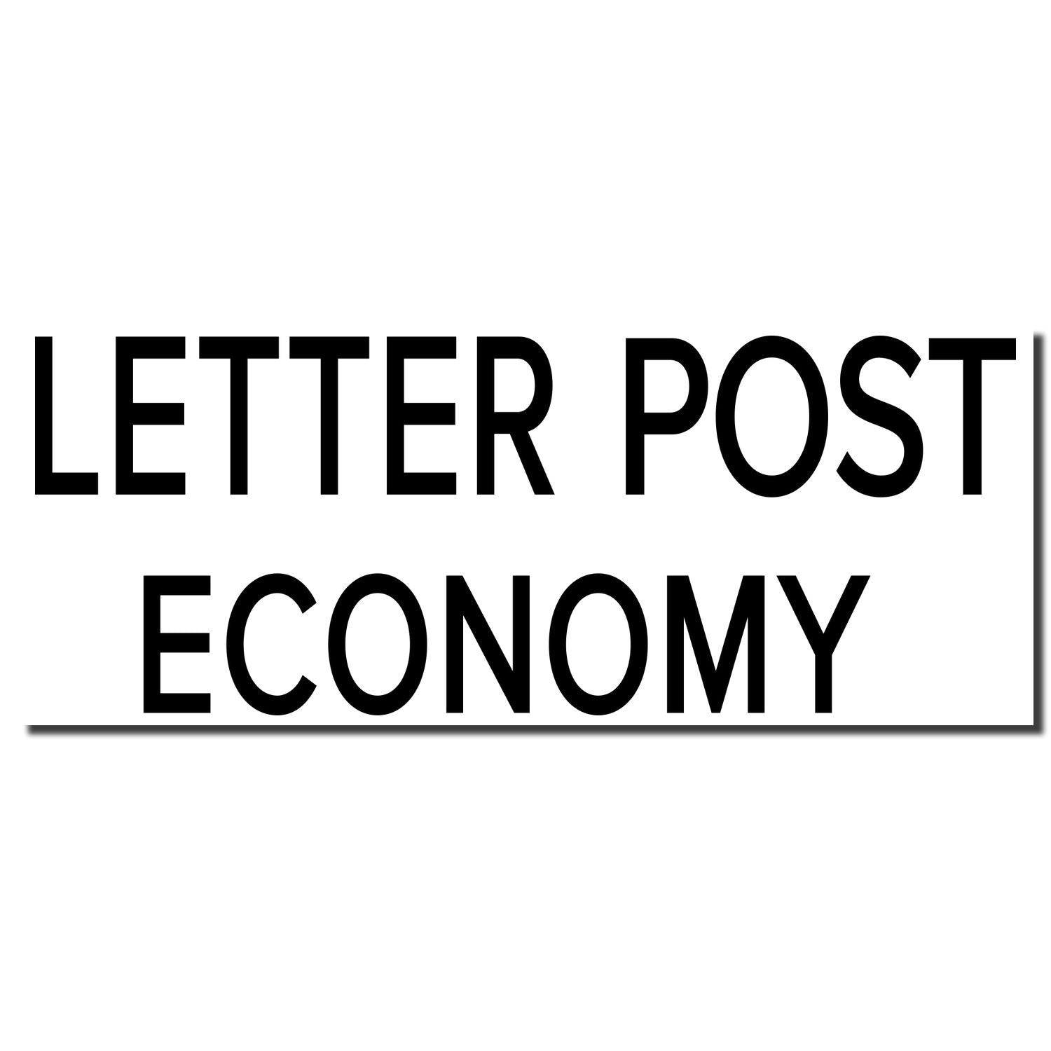 Image of Self Inking Letter Post Economy Stamp imprint showing bold black text 'LETTER POST ECONOMY' on a white background.