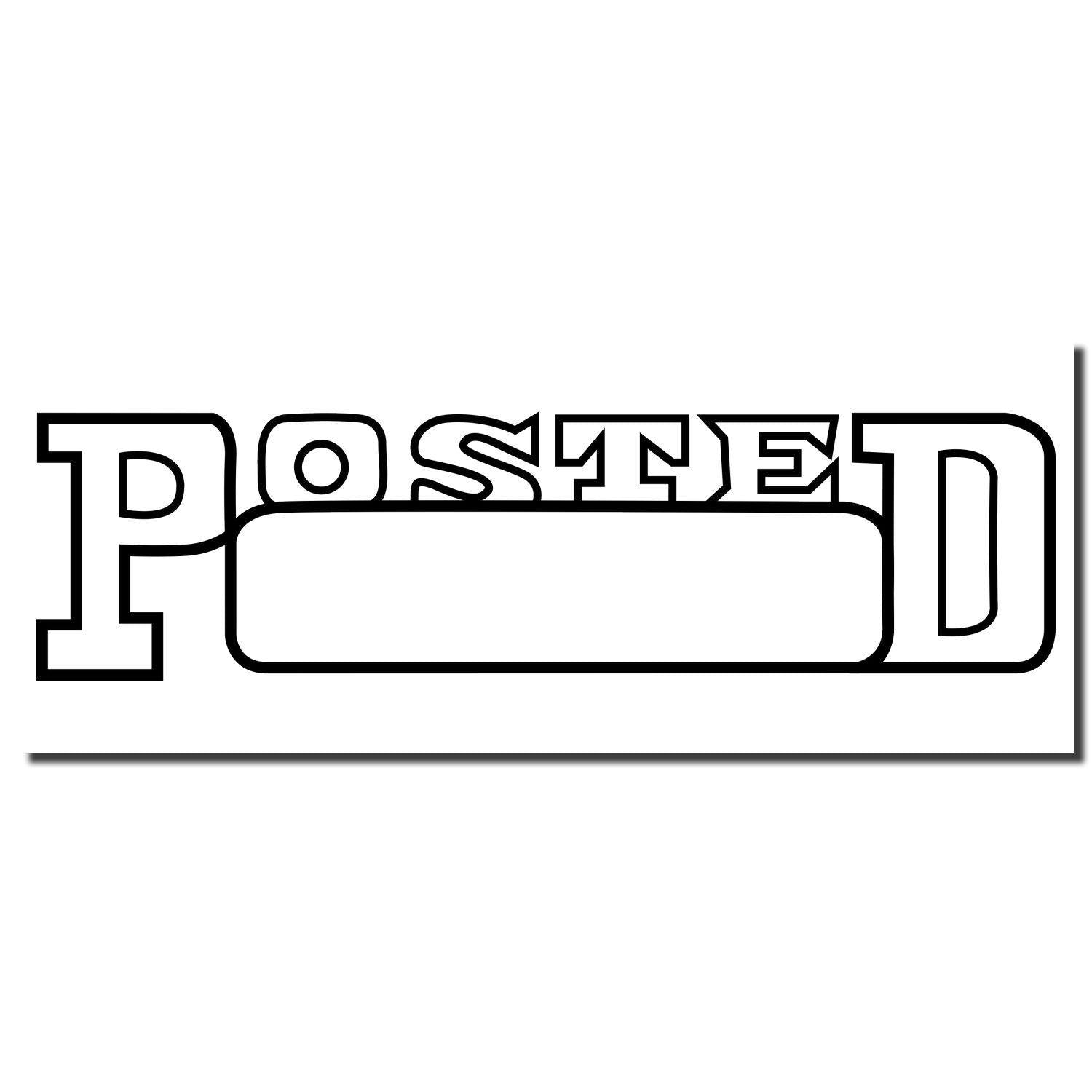 Large Posted with Date Box Rubber Stamp imprint showing the word 'POSTED' with a blank rectangular box for date entry in the center.