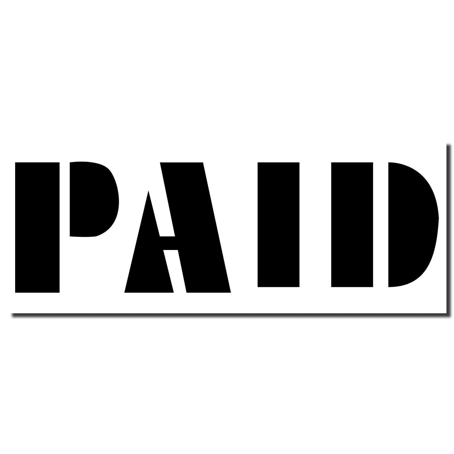 Slim Pre-Inked Bold Paid Stamp imprint in black ink, displaying the word 'PAID' in large, bold letters on a white background.