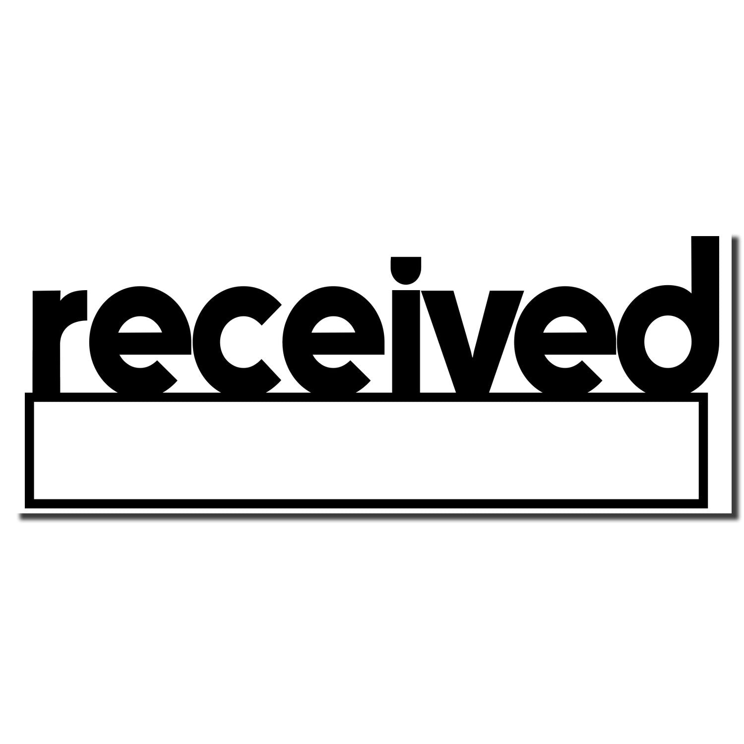 Imprint of the Self Inking Lowercase Received with Date Box Stamp, showing the word 'received' in bold lowercase letters with a date box below.