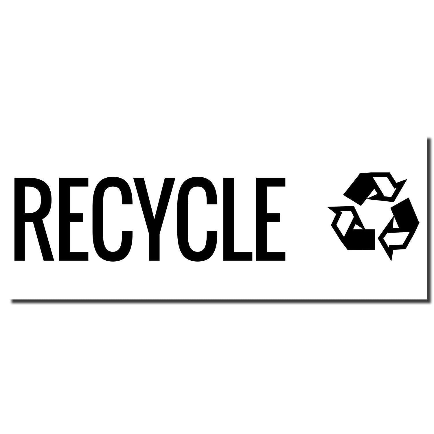 Large Pre-Inked Recycle with Logo Stamp imprint showing the word 'RECYCLE' in bold black letters with a recycling symbol on a white background.