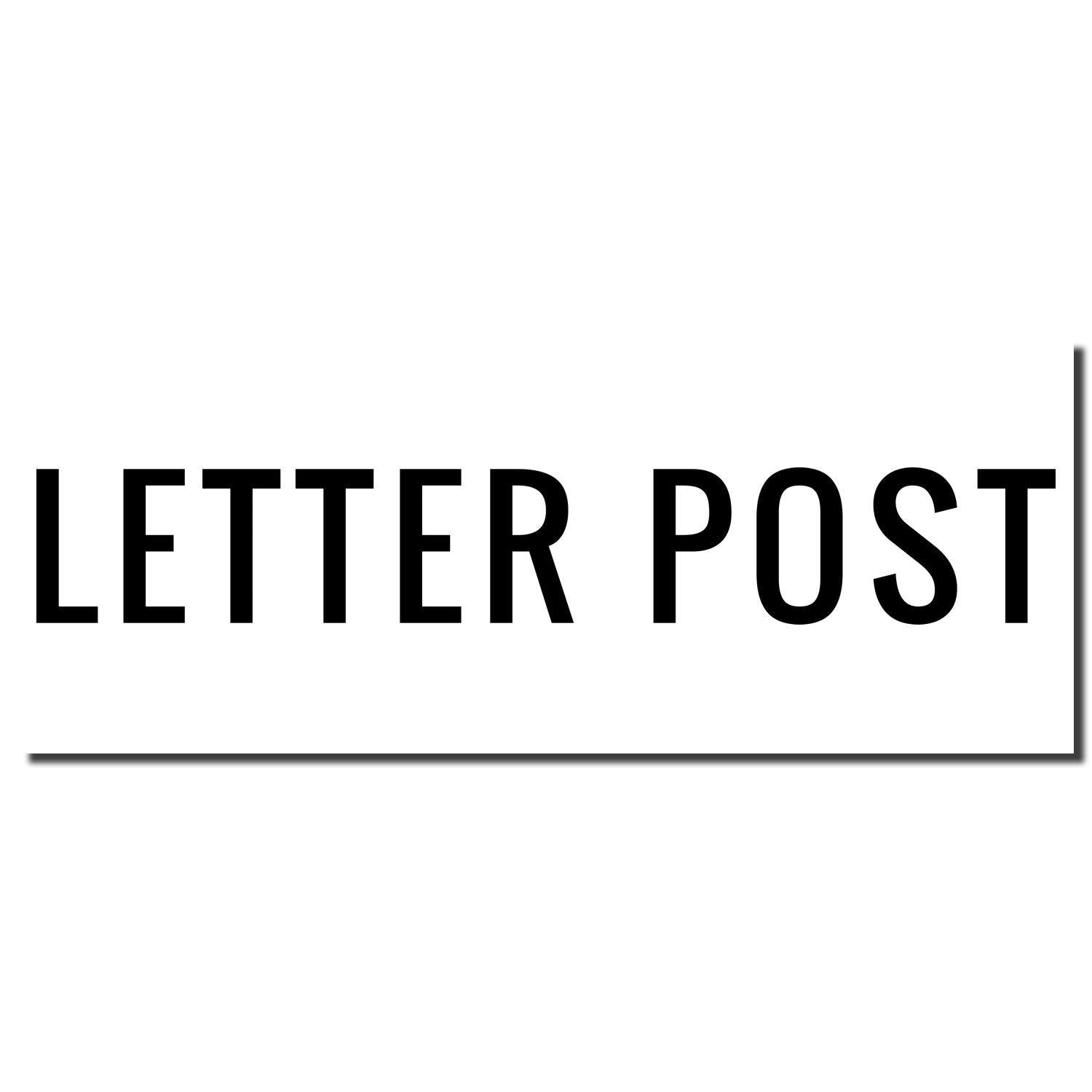 Large Letter Post Rubber Stamp imprint in bold black letters on a white background, showcasing the clear and crisp stamp design.