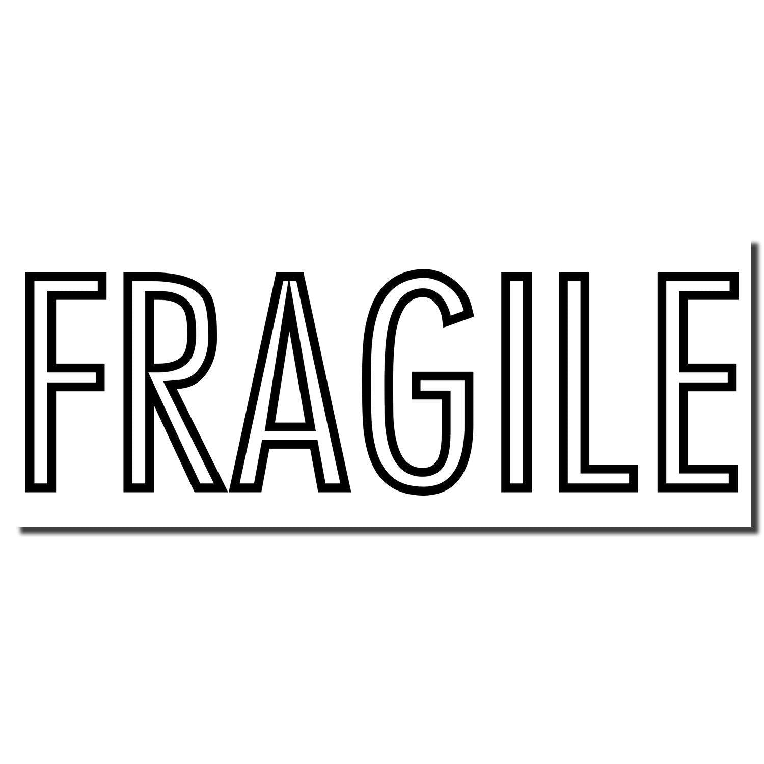 Fragile Rubber Stamp imprint in bold black letters on a white background, indicating the need for careful handling of items.