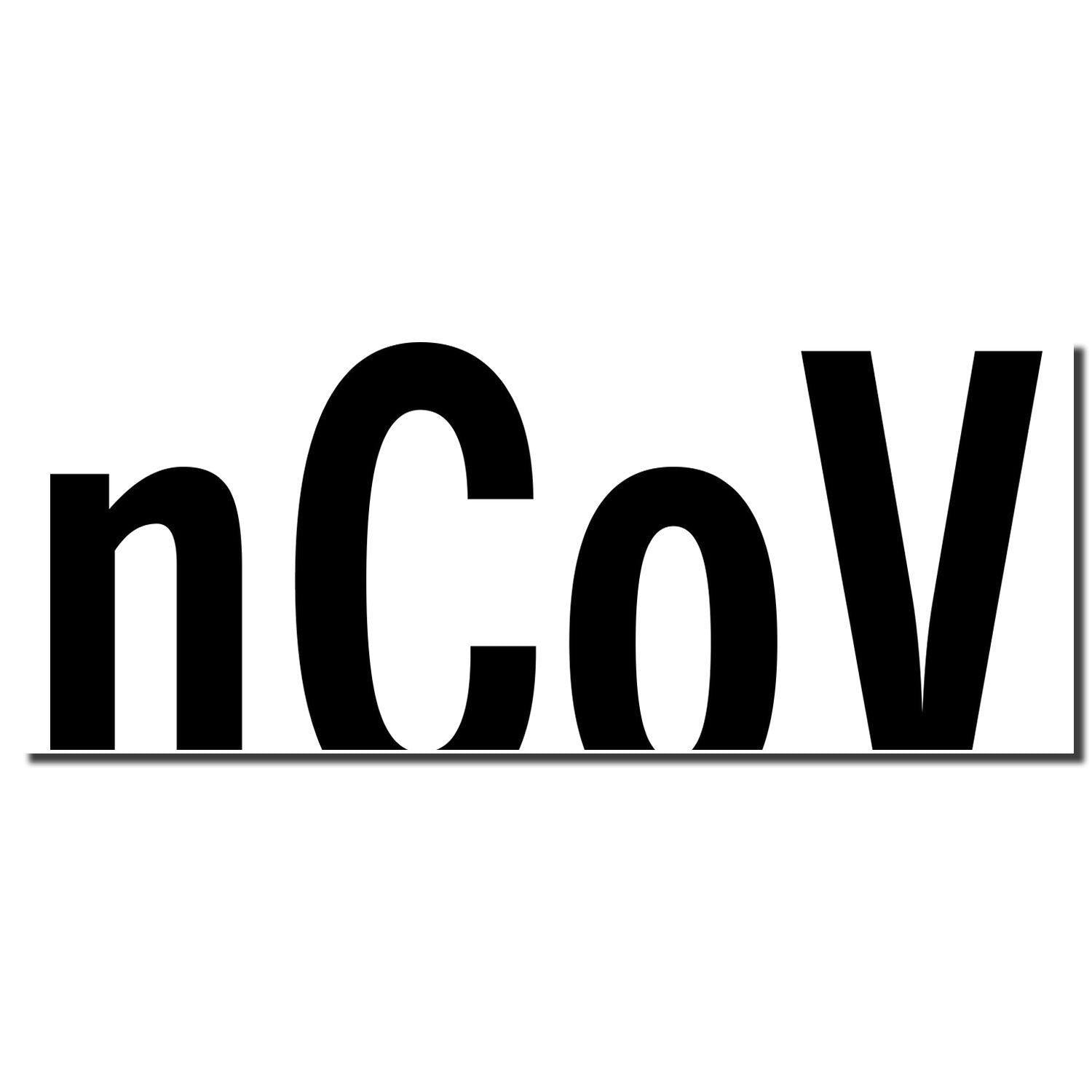 Large nCov Rubber Stamp imprint in bold black letters on a white background, showing the text 'nCoV' with a shadow effect."