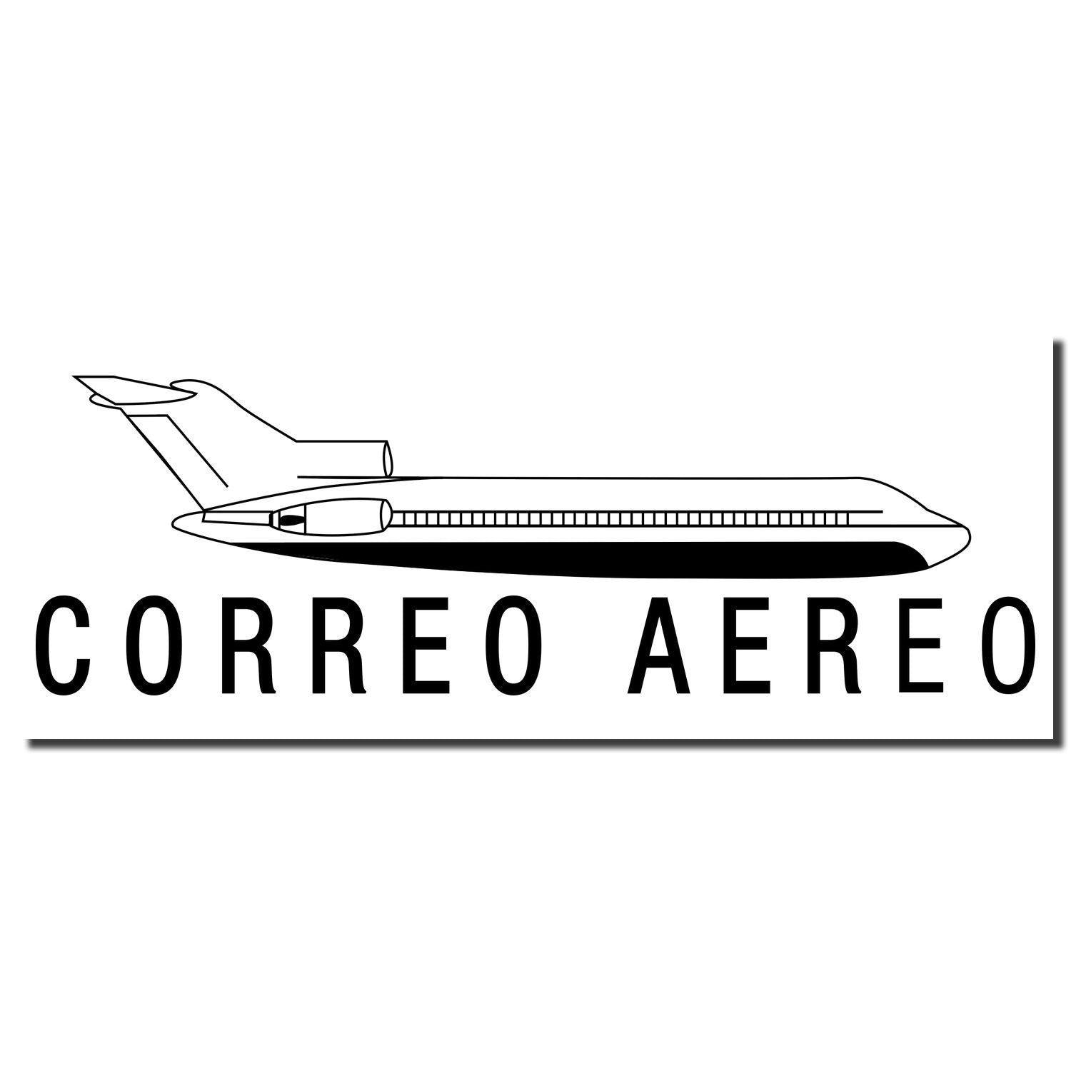 Correo Aero Rubber Stamp imprint featuring a detailed outline of an airplane above the text 'CORREO AEREO' in bold letters.