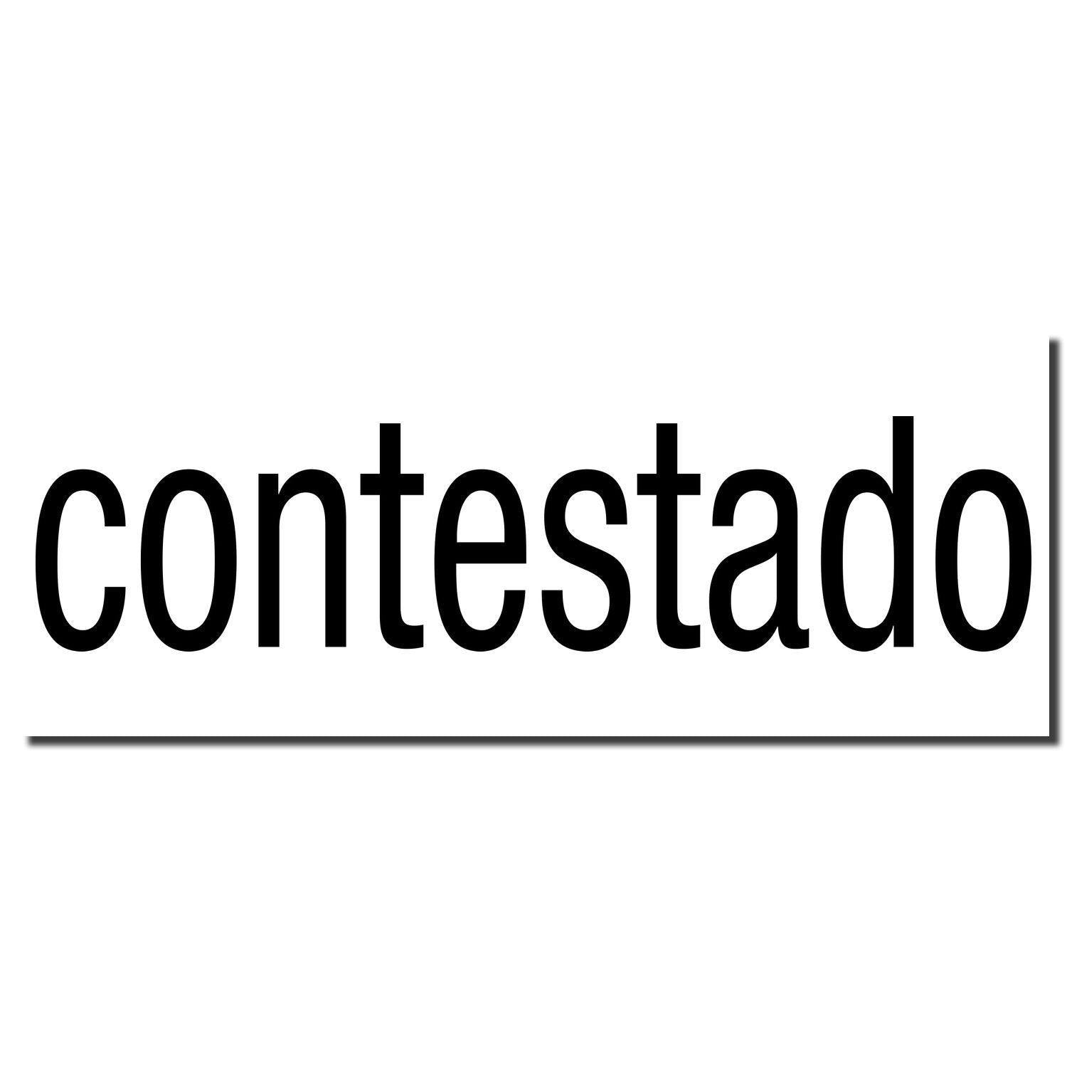 Black imprint of the word 'contestado' from the Self Inking Contestado Stamp on a white background.