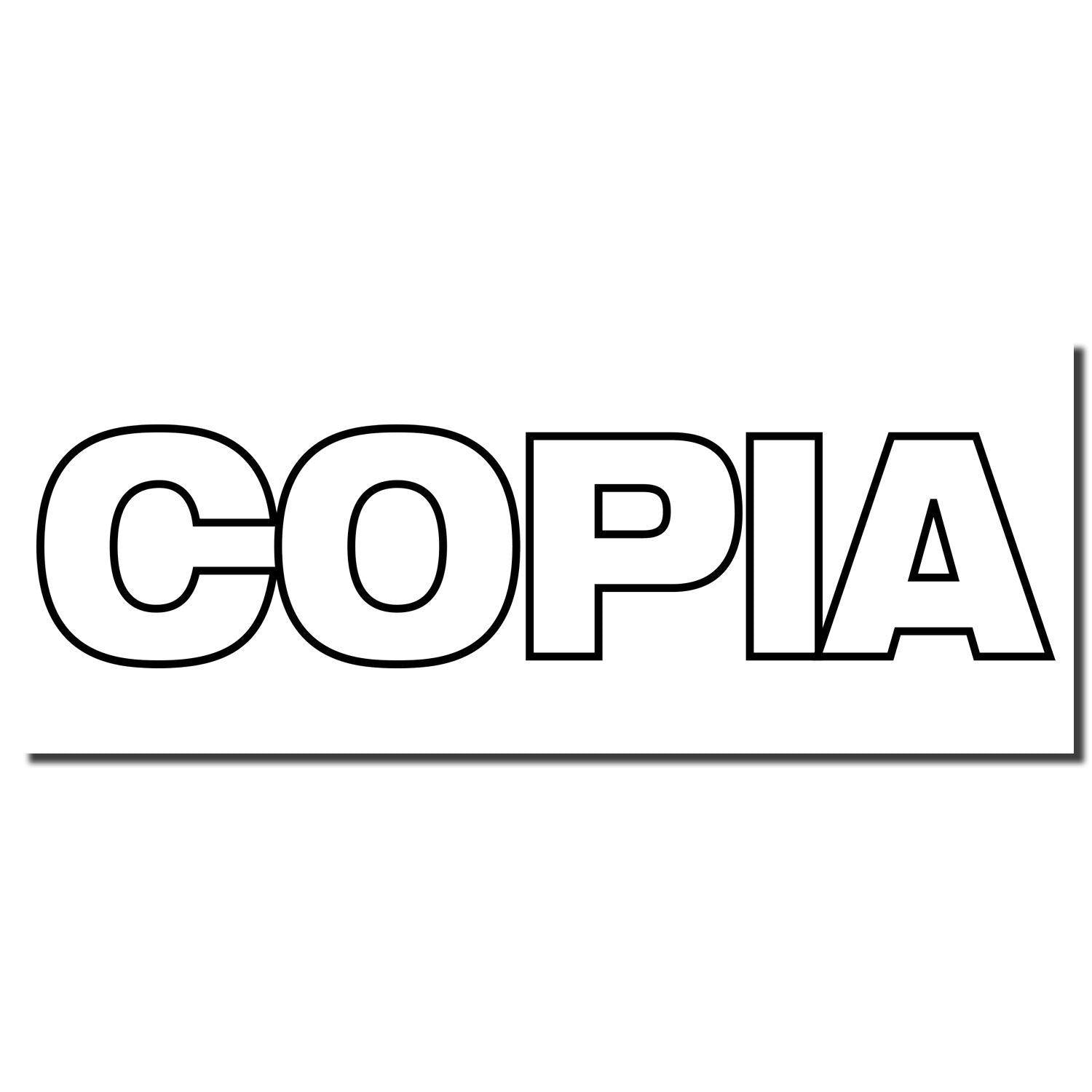 Black imprint of the word 'Copia' in bold, uppercase letters, created by the Copia Rubber Stamp on a white background.