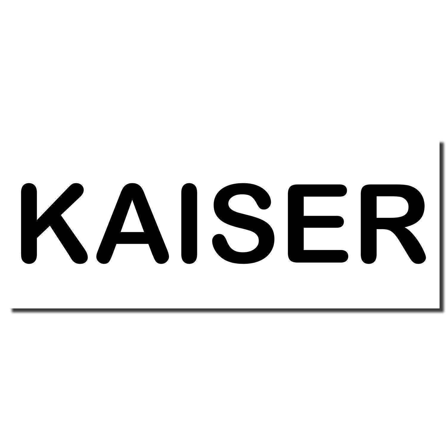 Black imprint of the word 'KAISER' created by the Large Pre-Inked Kaiser Stamp on a white background.