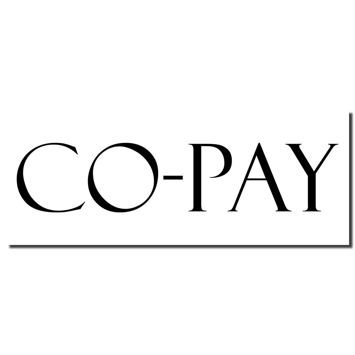 Image of Large Self Inking Co Pay Stamp imprint showing the word 'CO-PAY' in bold, black letters on a white background.