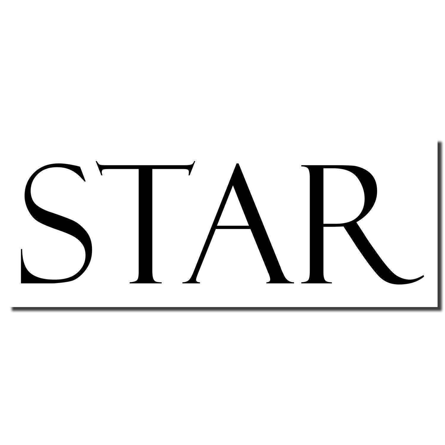 Large Star Rubber Stamp imprint with the word STAR in bold, black letters on a white background.