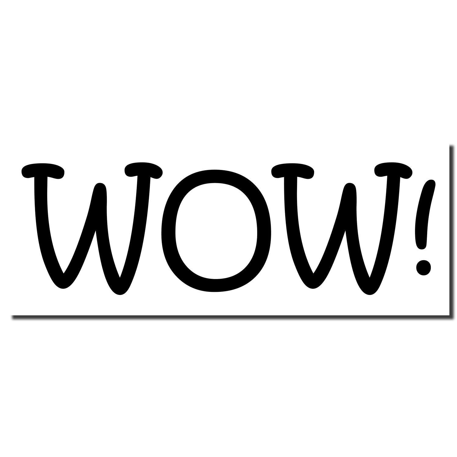 Large Pre-Inked Wow Stamp imprint showing the word WOW! in bold black letters on a white background.