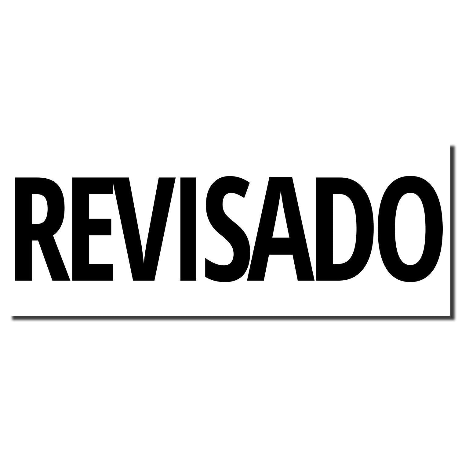 Large Self Inking Revisado Stamp imprint in bold black letters on a white background.