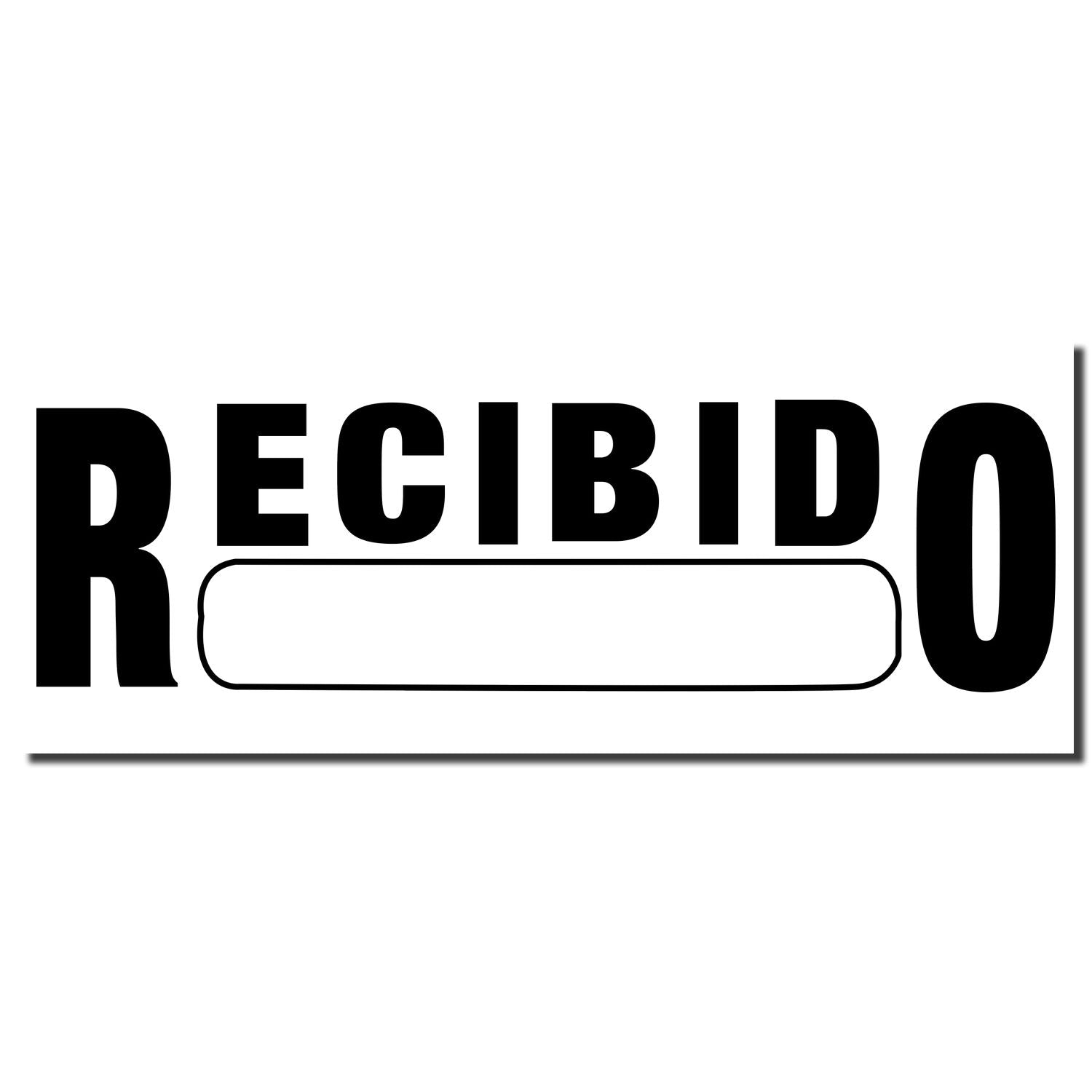 Self Inking Recibido Stamp imprint showing the word RECIBIDO in bold black letters with a blank space for additional information.