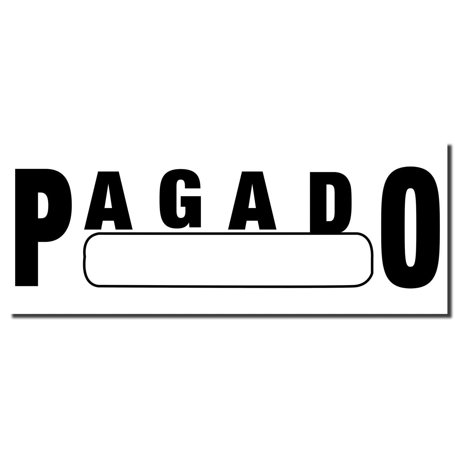 Image of a Self Inking Pagado with Box Stamp imprint showing the word PAGADO in bold letters with a rectangular box below it.