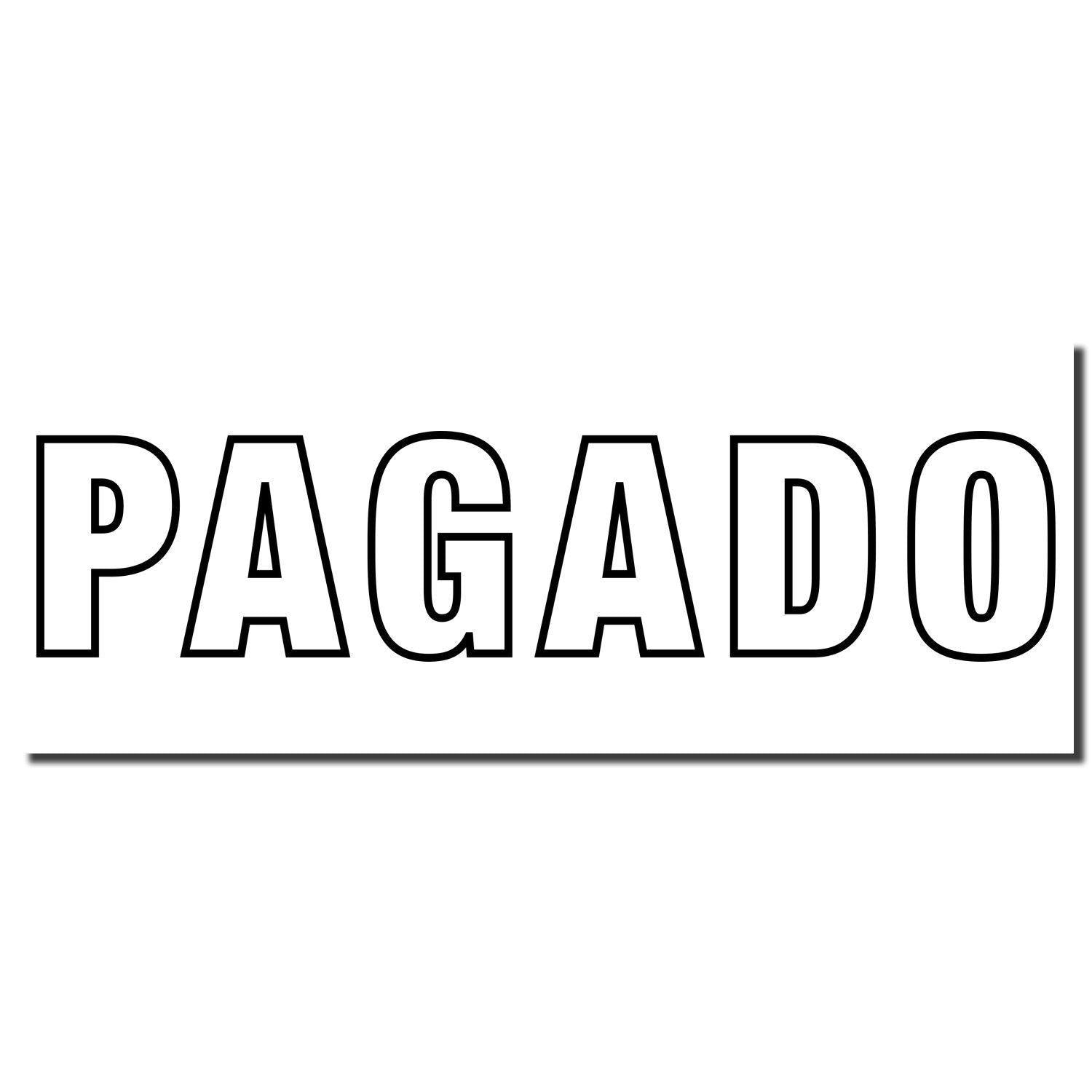 Slim Pre-Inked Outline Pagado Stamp imprint in bold black letters on a white background.