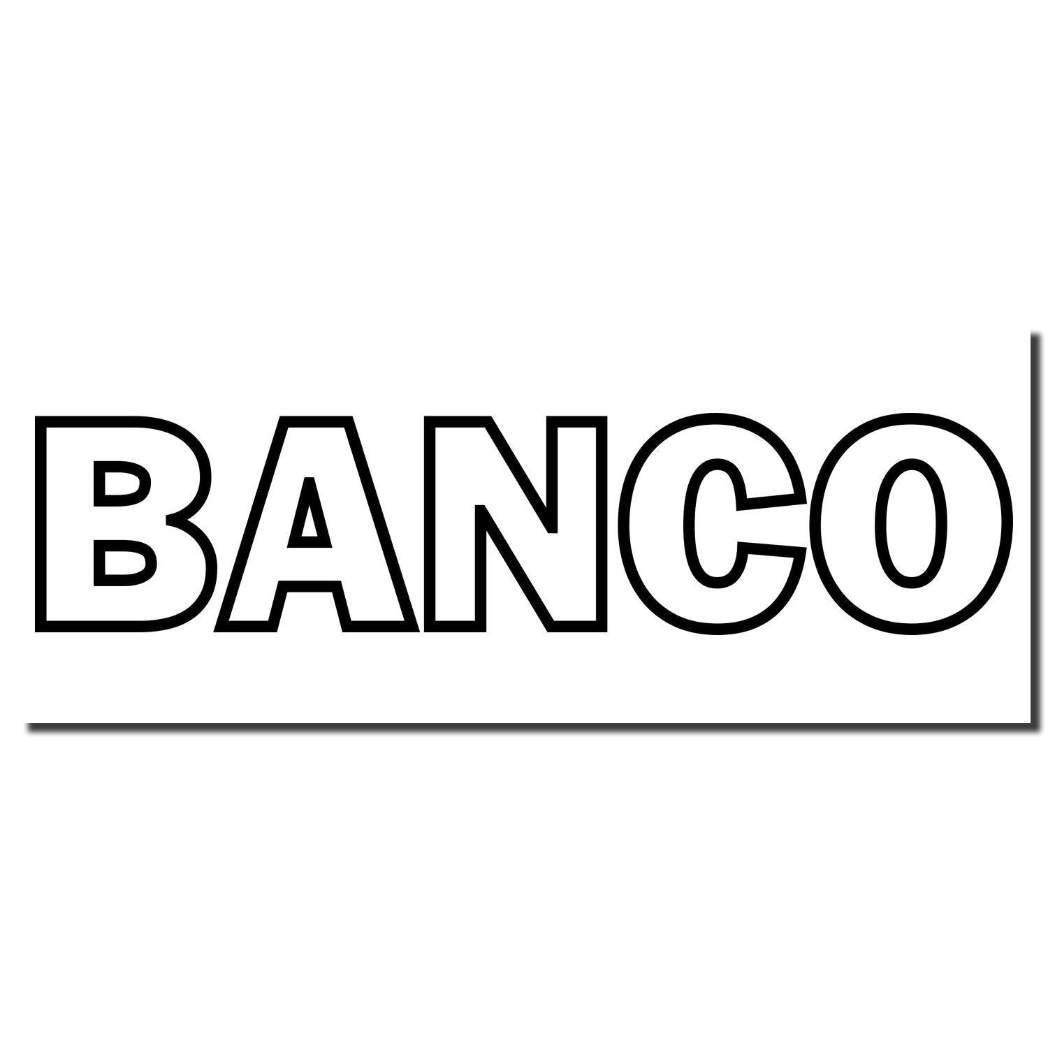 Slim Pre-Inked Banco Stamp imprint showing the word "BANCO" in bold, black letters on a white background.