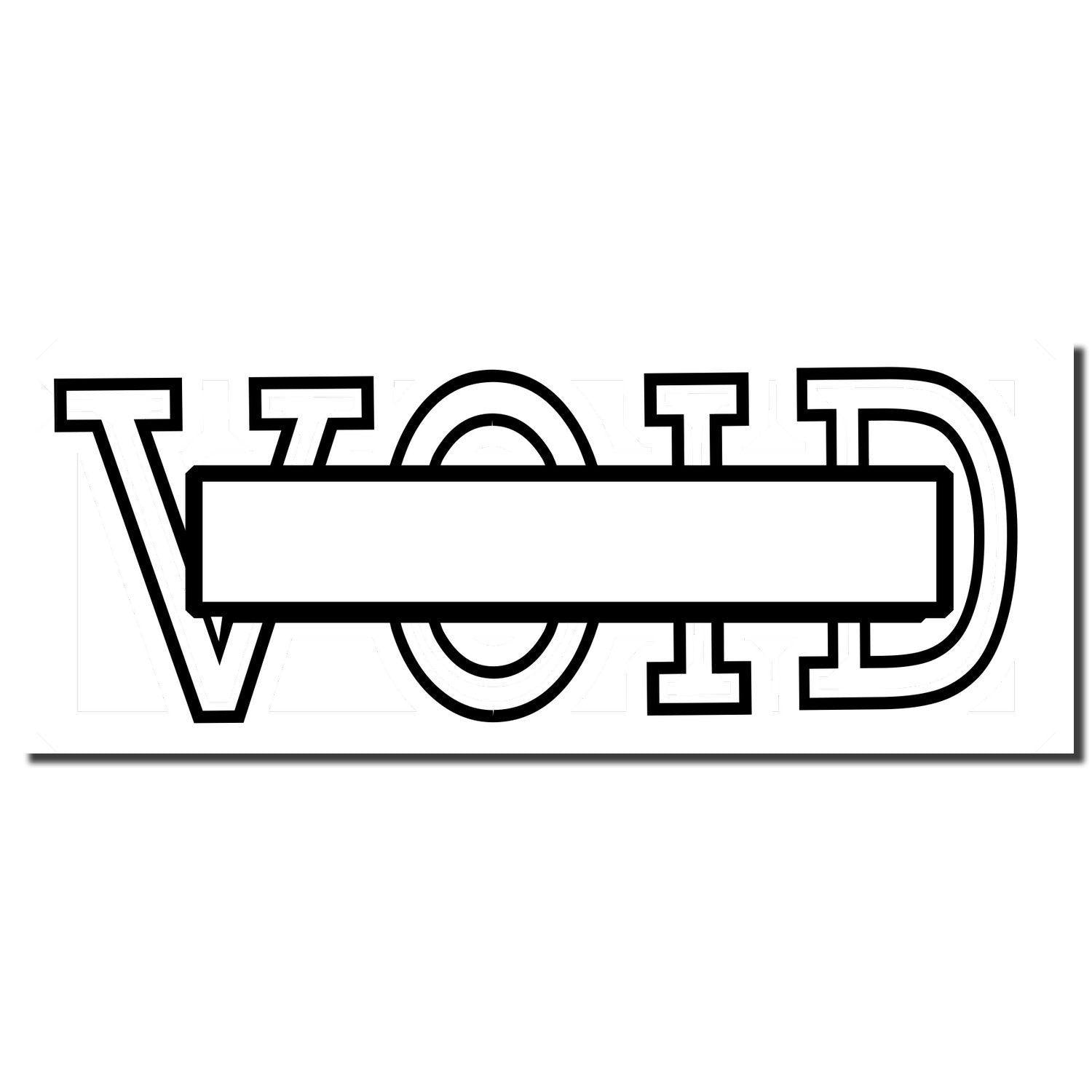 Self Inking Void with Box Stamp imprint showing the word VOID with a rectangular box overlaying the center of the text.