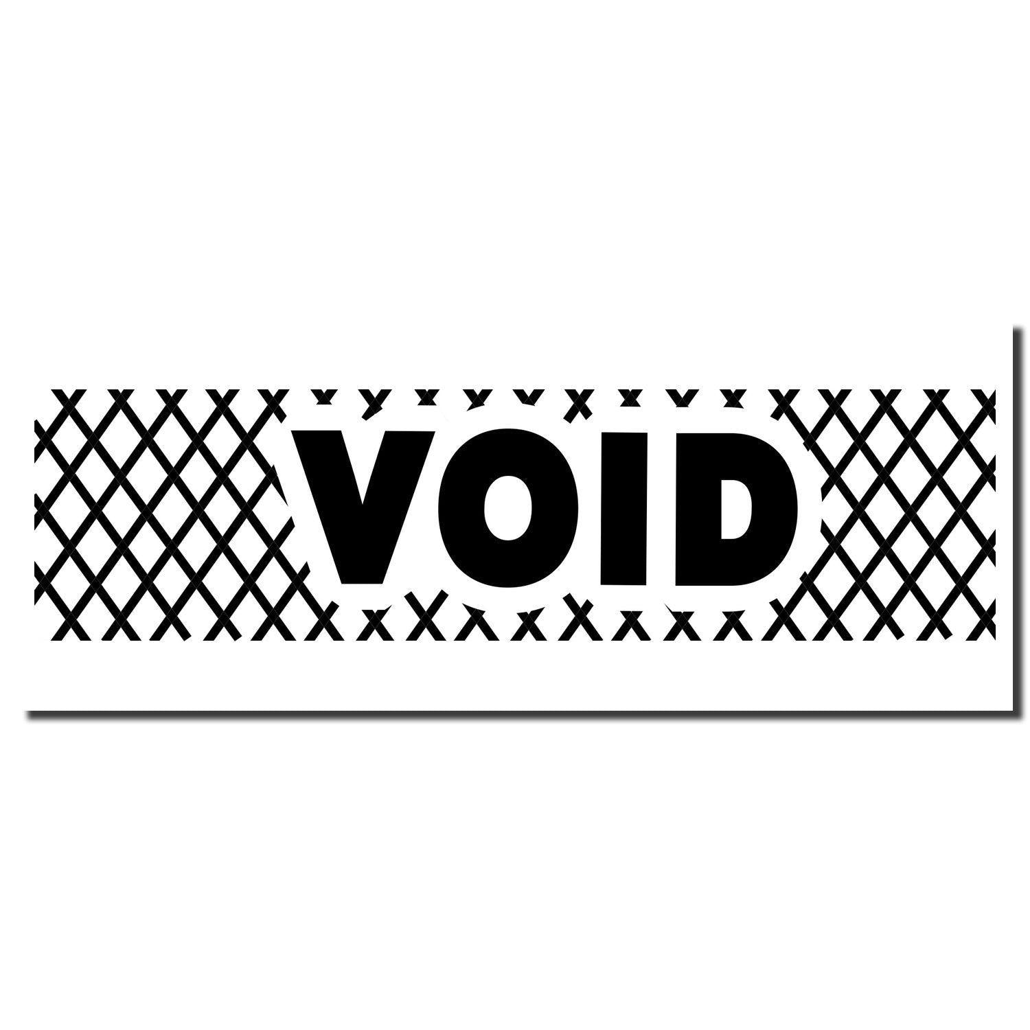 Large Pre-Inked Void with Strikelines Stamp imprint showing the word VOID in bold black letters with diagonal strikelines in the background.