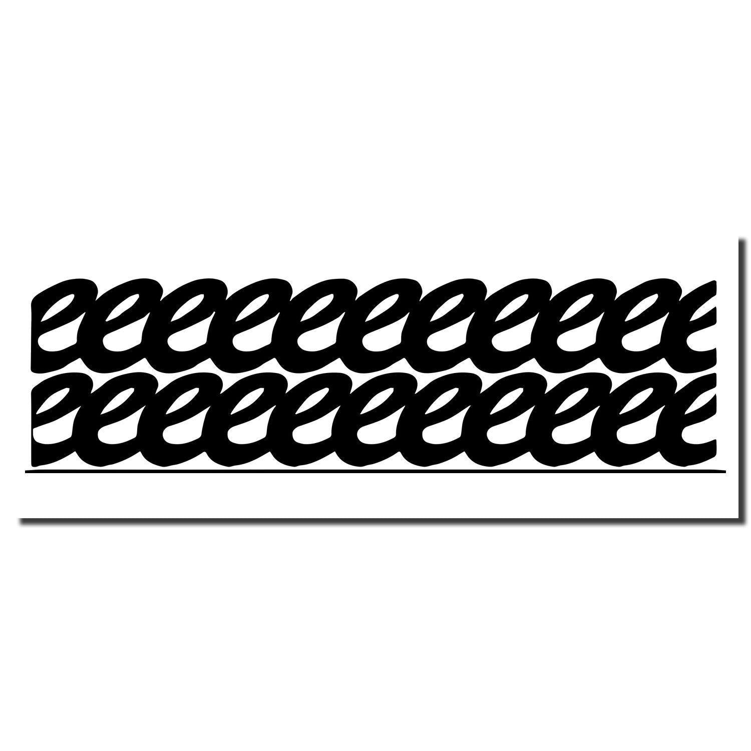 Image of the Large Pre-Inked Strikeout Stamp imprint showing multiple black strikeout marks in a row on a white background.