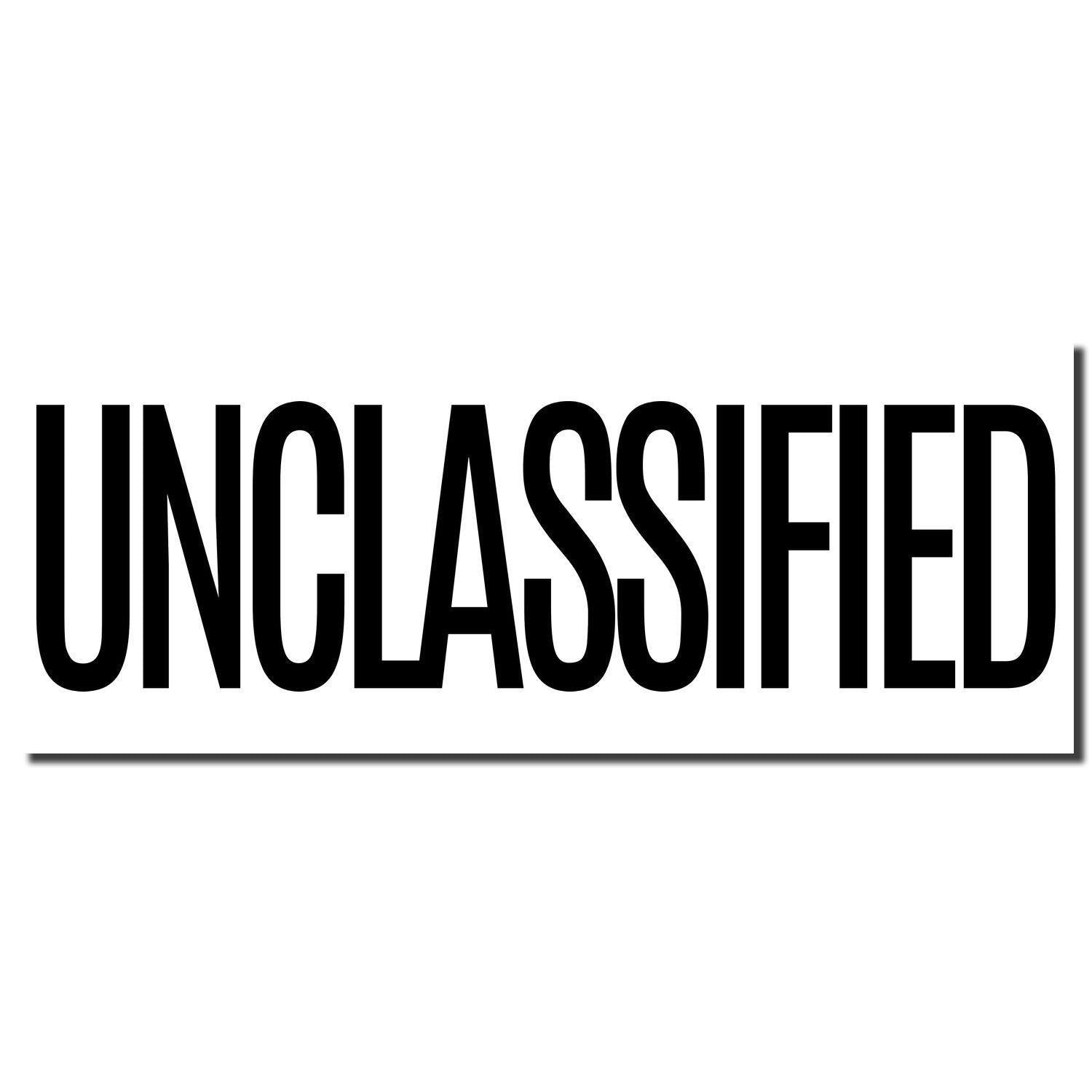 Image of a Large Pre-Inked Unclassified Stamp imprint in bold black letters on a white background.