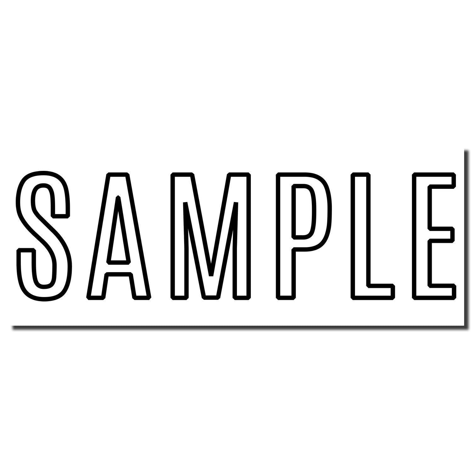 Imprint of the Large Outline Sample Rubber Stamp showing the word 'SAMPLE' in bold, outlined letters on a white background.