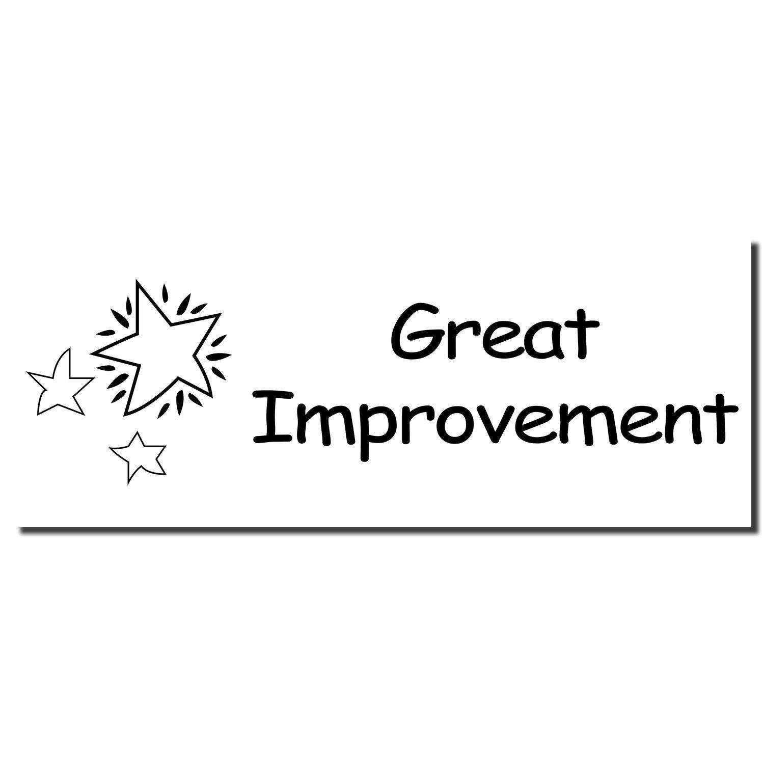 Large Great Improvement Rubber Stamp imprint with three stars and the text 'Great Improvement' in black on a white background.