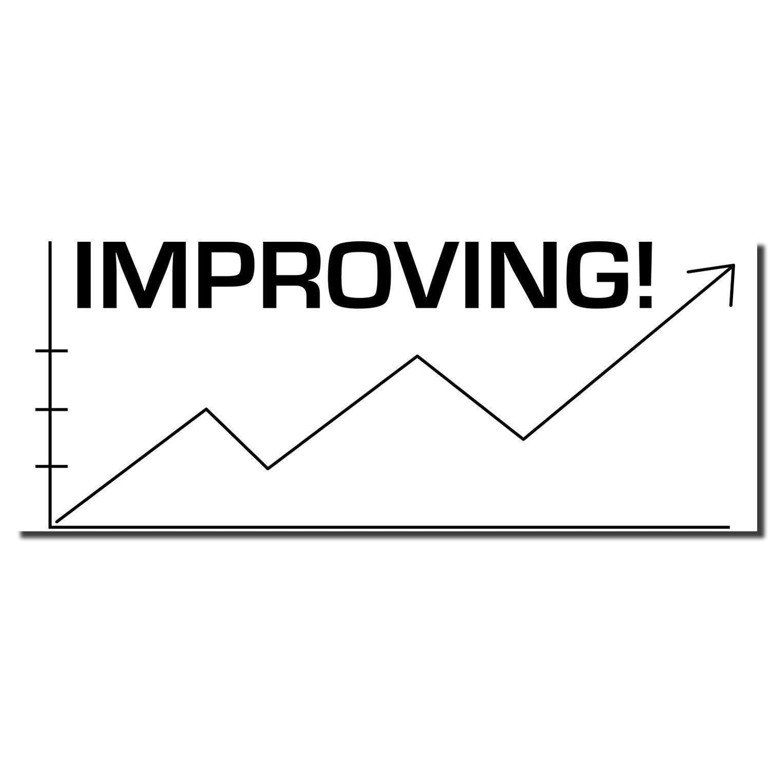 Self Inking Improving with Chart Icon Stamp showing a rising graph with the word 'IMPROVING!' in bold letters above the chart.