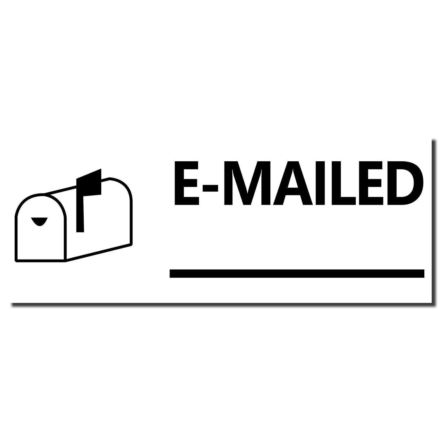 Slim Pre-Inked Emailed with Mailbox Stamp showing a mailbox icon and the word E-MAILED in bold black text.