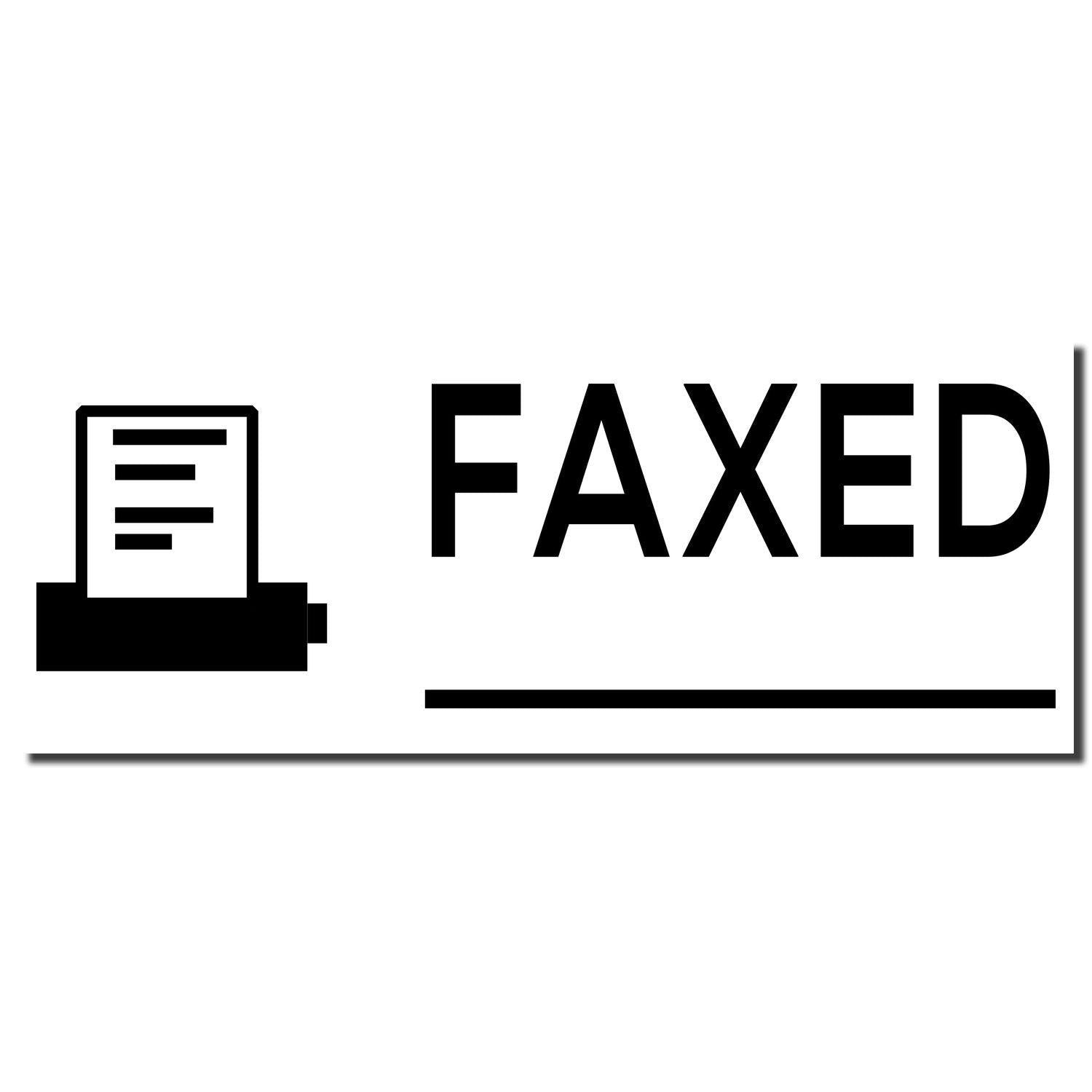 Image of a Large Self Inking Faxed with Machine Stamp imprint showing the word FAXED in bold letters next to a fax machine icon.