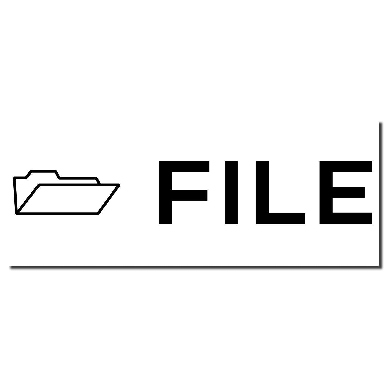 Slim Pre-Inked File with Folder Stamp showing a folder icon and the word FILE in bold black letters on a white background.