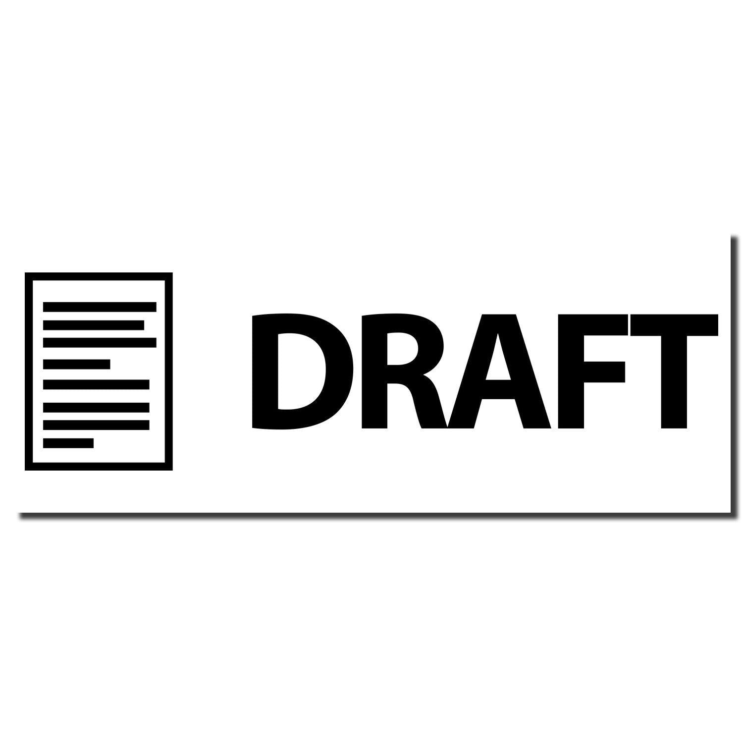 Draft with Letter Rubber Stamp imprint showing the word DRAFT in bold black letters next to a document icon with horizontal lines.