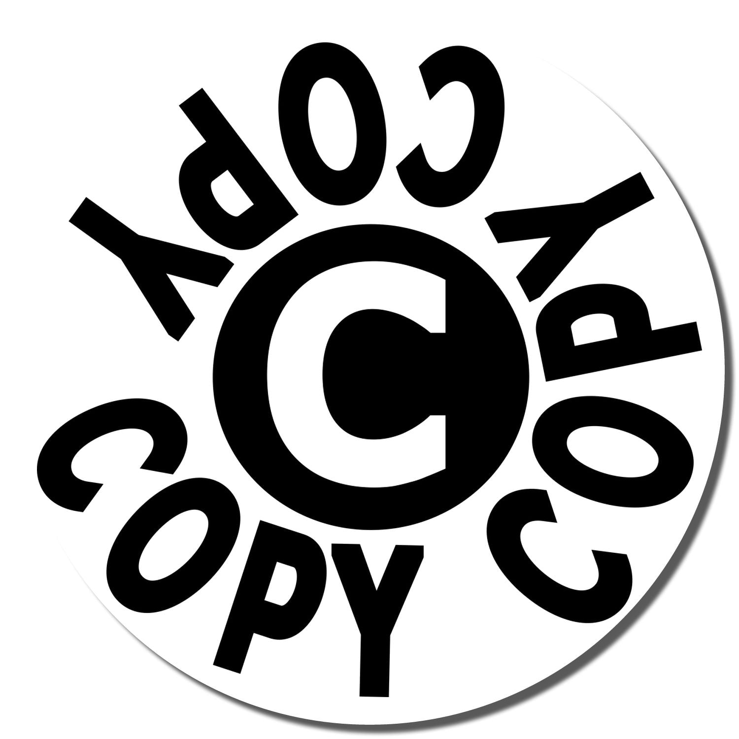 Self Inking Round Copy Copy Copy Stamp imprint with the word COPY repeated in a circular pattern around a central C on a white background.