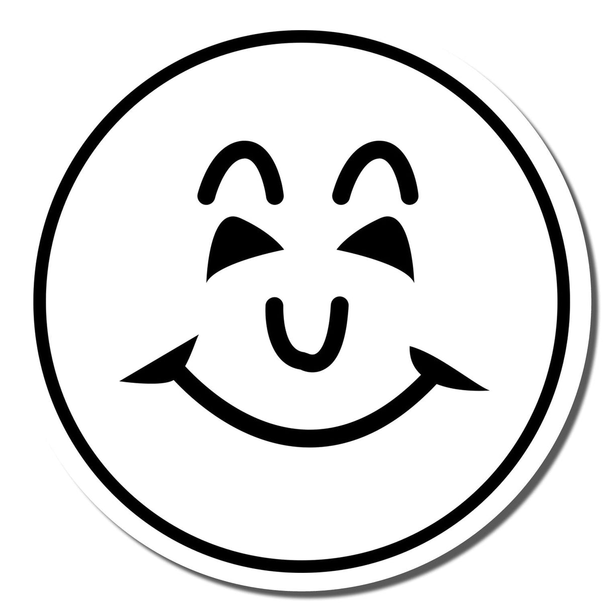 Enlarged Imprint Self-Inking Round Happy Face Stamp Sample